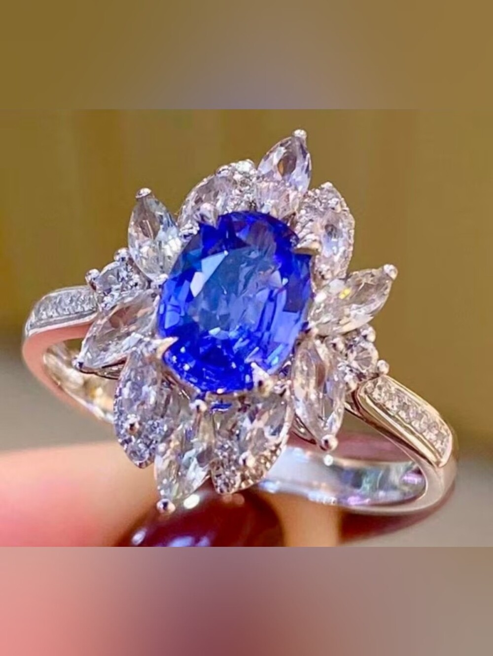 $8 Each Or Bundle 5/$20 Blue Sapphire Silver Halo Ring